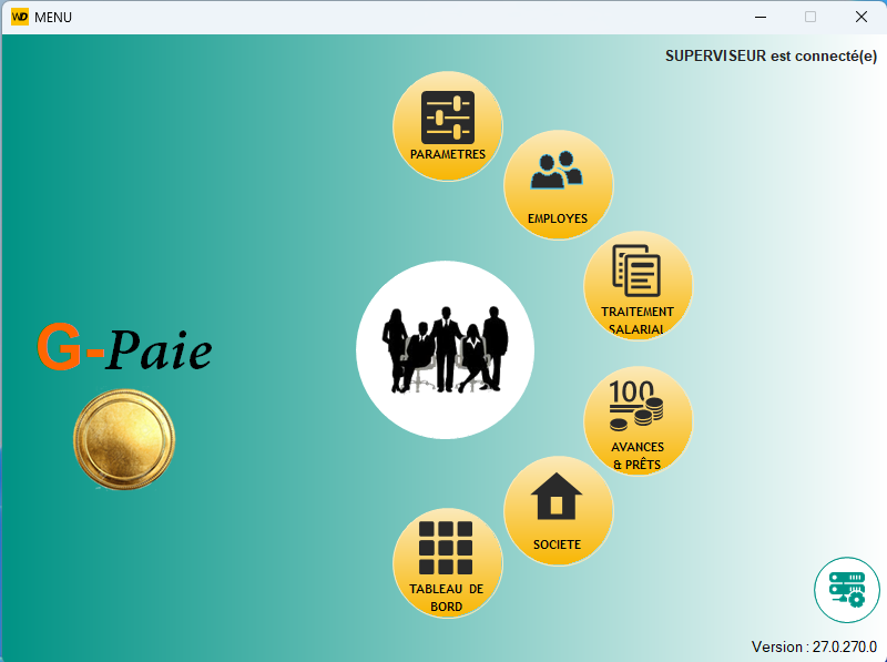 Interface principale de G-Paie